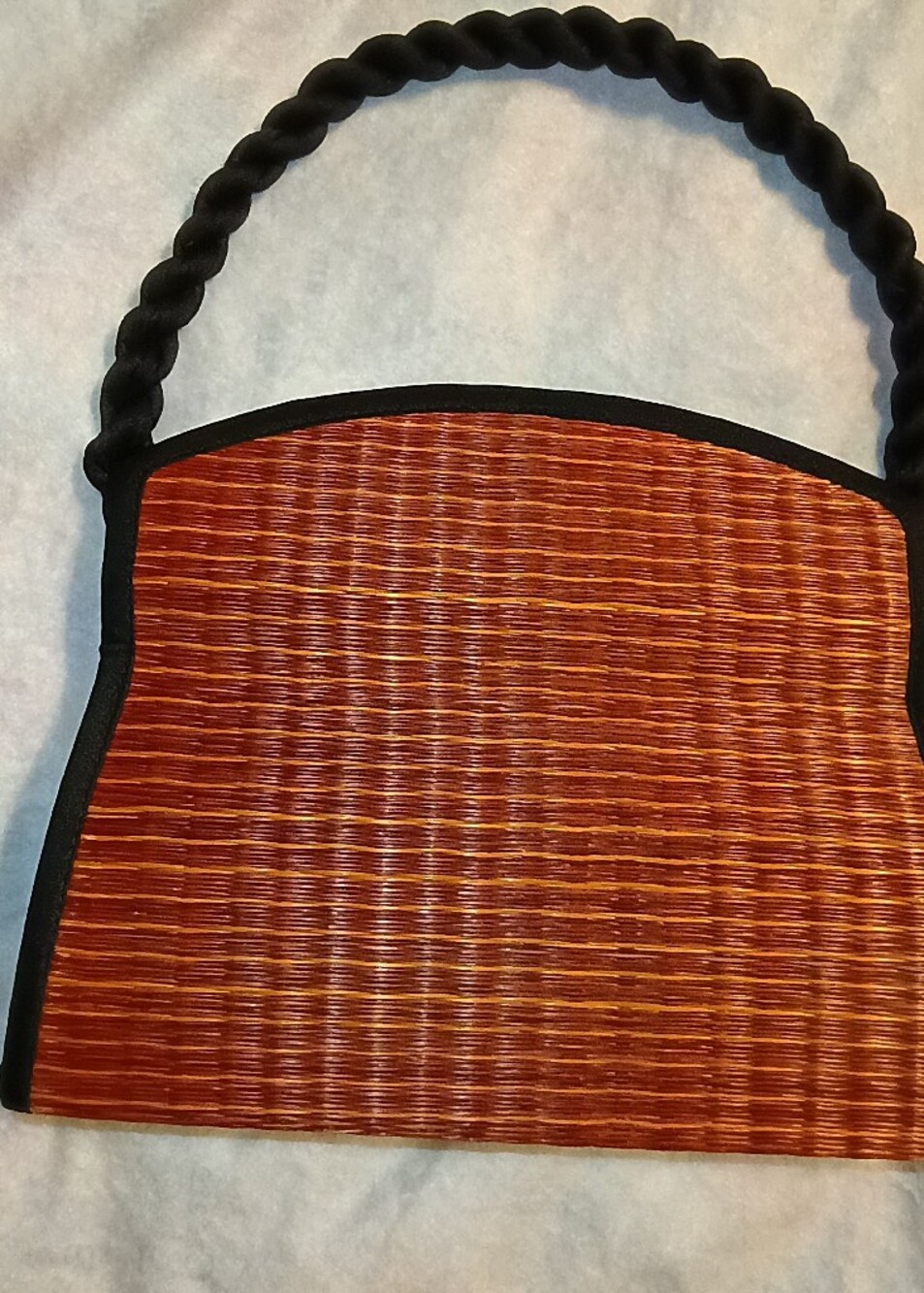 Baskets Of Cambodia Woven Straw-Style Bag with Black Handle - Picture 9 of 11